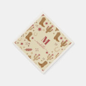 Land Western Handgezeichnetes Muster Monogramm Sch Serviette (Ecke)