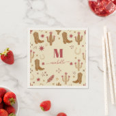 Land Western Handgezeichnetes Muster Monogramm Sch Serviette (Beispiel)