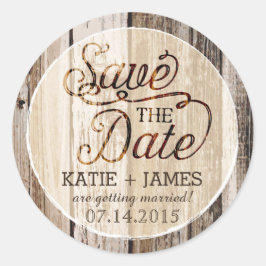 Land Western Holz Rustikales Save the Date Label Runder Aufkleber