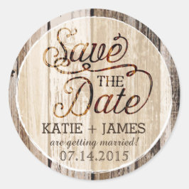 Land Western Holz Rustikales Save the Date Label Runder Aufkleber