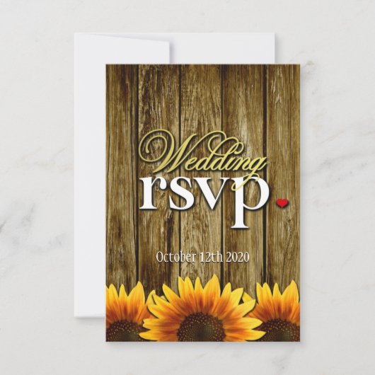 Land-Western-hölzerne Sonnenblume-Hochzeit UAWG RSVP Karte (Vorderseite)