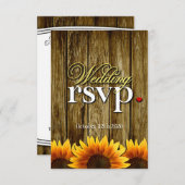 Land-Western-hölzerne Sonnenblume-Hochzeit UAWG RSVP Karte (Vorne/Hinten)