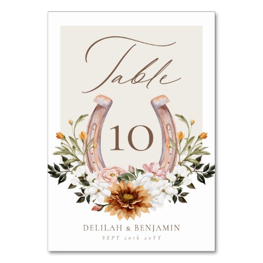 Land Western Horseshoe Aquarellfarben Wappen Tischnummer (Rückseite)