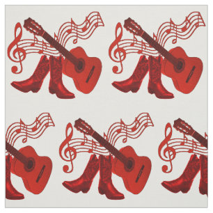 Land-Western-Musik-rote Gitarre und Stiefel Stoff
