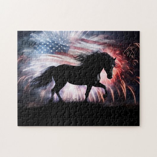 Land Western Pferd und Flagge Puzzle (Horizontal)