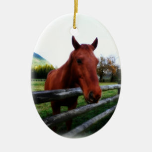 Land-Western-Pferd und Zaun Keramikornament
