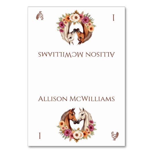 Land Western Pferde - Geflügel - Symbol Tischnummer (Vorderseite)