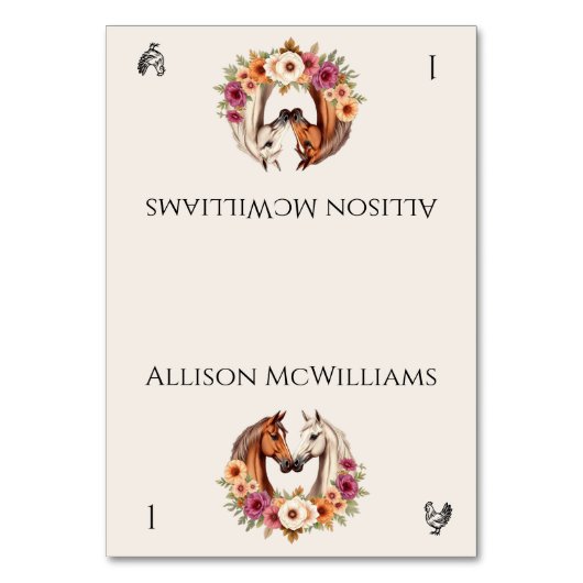 Land Western Pferde - Geflügel - Symbol Tischnummer (Vorderseite)