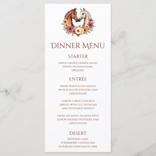 Land Western Pferde Menükarte (Vorderseite)