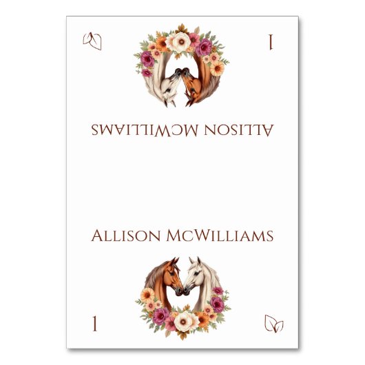 Land Western Pferde - Vegetarisches Symbol Tischnummer (Vorderseite)