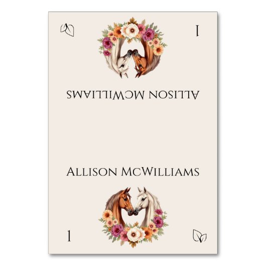 Land Western Pferde - Vegetarisches Symbol Tischnummer (Vorderseite)