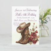 Land Western, Rose, 15. Geburtstag Einladung (Stehend Vorderseite)