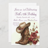 Land Western, Rose, 15. Geburtstag Einladung (Vorne/Hinten)