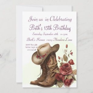 Land Western, Rose, 15. Geburtstag Einladung