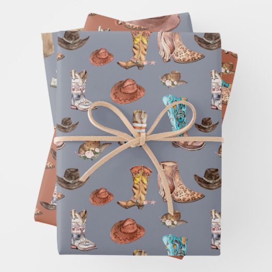 Land Western Rustikales Verpackungspapier Set 3 Geschenkpapier Set (Beispiel)