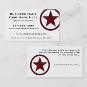 Land-Western-Stern/Geschäfts-Karte des Visitenkarte (Vorne/Hinten)