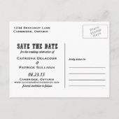 Land Western Typografie Save the Date Postkarte (Rückseite)