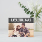Land Western Typografie Save the Date Postkarte (Stehend Vorderseite)