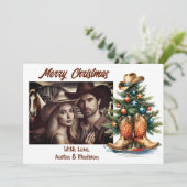 Land & Western Weihnachtsbaum Personalisiert Feiertagskarte (Stehend Vorderseite)