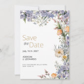 Land Wildblume Blume rustikal Save the Date Einladung (Vorderseite)