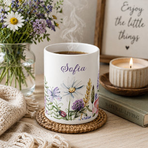 Land-Wildblumen-Signatur Kaffeetasse