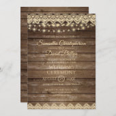 Land Wood | Lights & Lace Wedding Einladung (Vorne/Hinten)