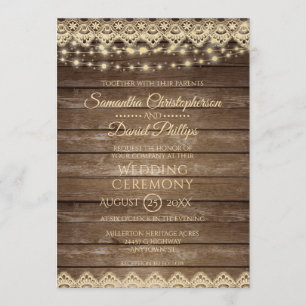 Land Wood   Lights & Lace Wedding Einladung