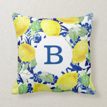 Land-Zitronen u. blaues Blumen| Monogramm