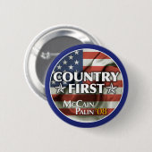 Land zuerst: McCain-Palin Knopf Button (Vorne & Hinten)