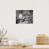 Landarbeiter Gitarre, 1939. Vintages Foto Poster (Küche)