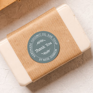 Landbalsam Grün Handmade Danke Runder Aufkleber