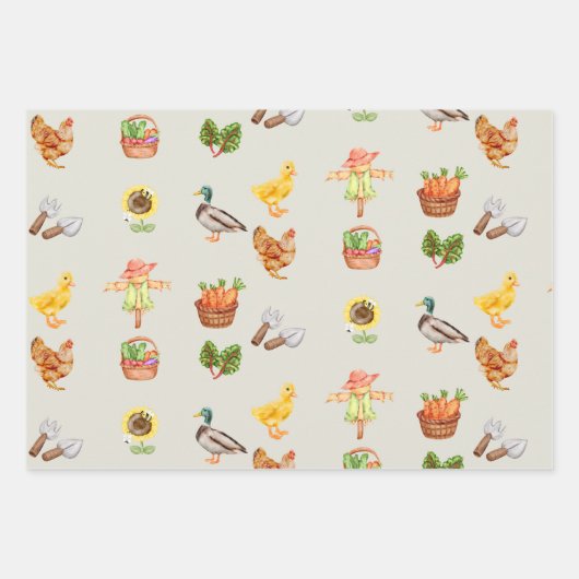 Landbau - Gartenpflanzen und landwirtschaftliche N Geschenkpapier Set (Vorderseite 3)