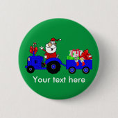 Landbauernhof Santa on Traktor mit Geschenken Button (Vorderseite)