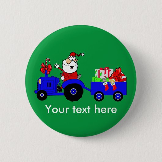Landbauernhof Santa on Traktor mit Geschenken Button (Vorderseite)