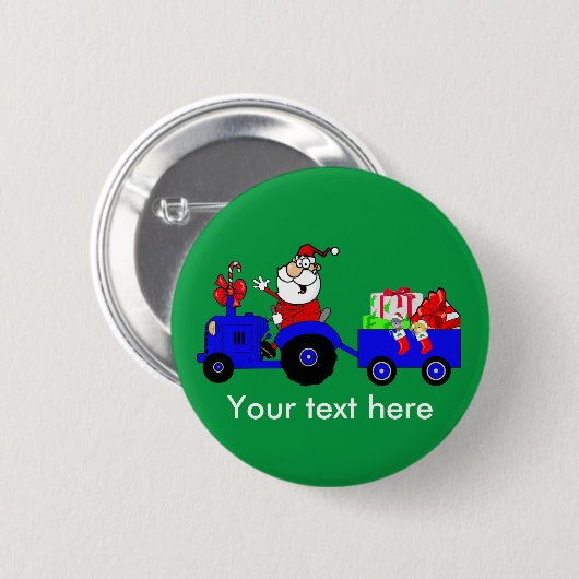 Landbauernhof Santa on Traktor mit Geschenken Button (Vorne & Hinten)