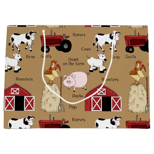 Landbauernmuster große Geschenktasche Geschenktüte (Vorderseite)