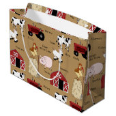 Landbauernmuster große Geschenktasche Geschenktüte (Rückseite Schrägansicht)
