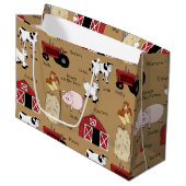 Landbauernmuster große Geschenktasche Geschenktüte (Vorderseite Schrägansicht)