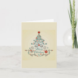 Landbaum mit Dekorationen auf Weihnachtskarte Feiertagskarte