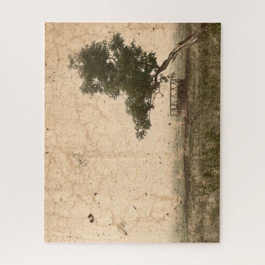 Landbaum Rustikale Vintage antike Hütte Puzzle (Vertikal)