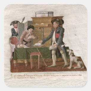 Landbevölkerung Fol.55 und der Geld-Wechsler Quadratischer Aufkleber
