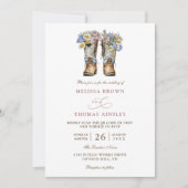 Landblumen Rustikaler Chic Budget QR-Code Hochzeit Einladung (Vorderseite)