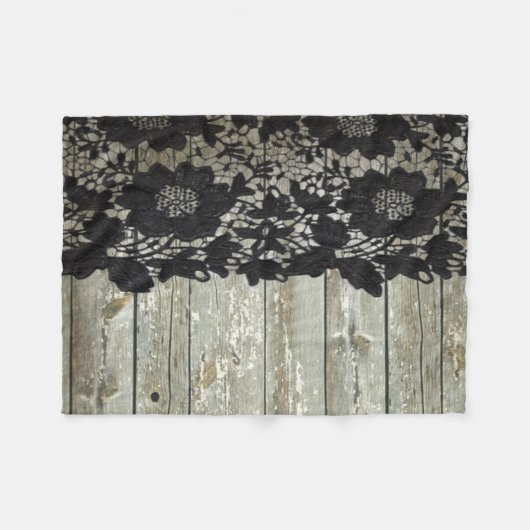 Landbohemian Black Spitzen altes rustikales Scheun Fleecedecke (Vorderseite (Horizontal))