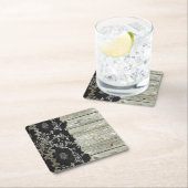 Landbohemian Black Spitzen altes rustikales Scheun Rechteckiger Pappuntersetzer (Vor Ort)