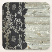 Landbohemian Black Spitzen altes rustikales Scheun Rechteckiger Pappuntersetzer (Vorderseite)