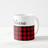 Landchic-roter schwarzer karierter individueller kaffeetasse (VorderseiteRechts)