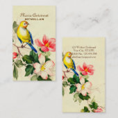 Landchic-Vintager Vogel u. Blumen Visitenkarte (Vorne/Hinten)