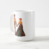 Landcowboy & Stadtmädchen Silhouette Kaffeetasse (Vorderseite Links)