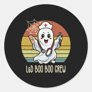 Landd Nurse Boo Crew Halloween Arbeit und Lieferun Runder Aufkleber