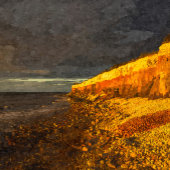 Landend End Sunset Enys Dodnan Armed Knight Cornwa Postkarte